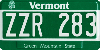 VT license plate ZZR283