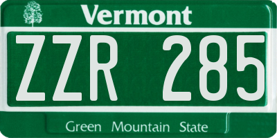 VT license plate ZZR285