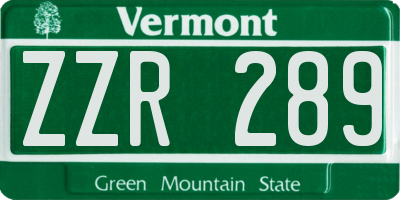 VT license plate ZZR289