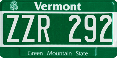 VT license plate ZZR292