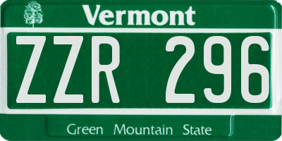VT license plate ZZR296