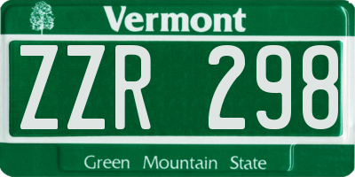 VT license plate ZZR298