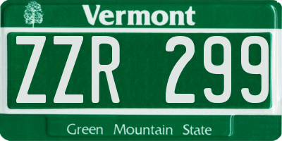 VT license plate ZZR299