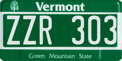 VT license plate ZZR303