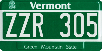 VT license plate ZZR305