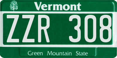VT license plate ZZR308
