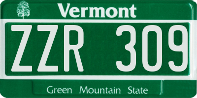 VT license plate ZZR309