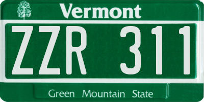 VT license plate ZZR311