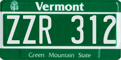 VT license plate ZZR312