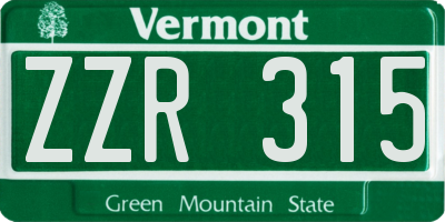 VT license plate ZZR315