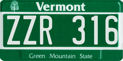 VT license plate ZZR316