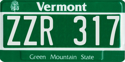 VT license plate ZZR317