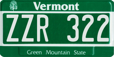 VT license plate ZZR322