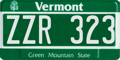 VT license plate ZZR323