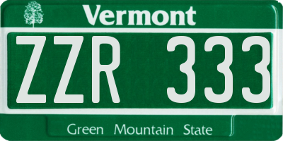 VT license plate ZZR333