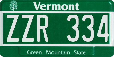 VT license plate ZZR334
