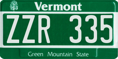VT license plate ZZR335