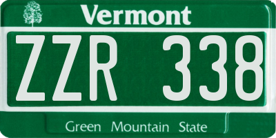 VT license plate ZZR338