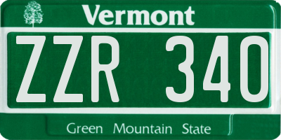 VT license plate ZZR340