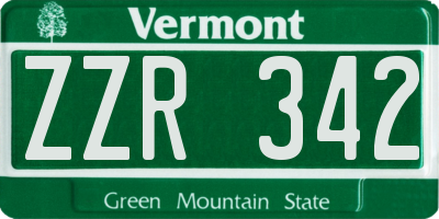 VT license plate ZZR342