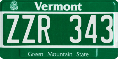 VT license plate ZZR343