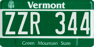VT license plate ZZR344