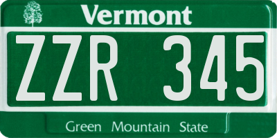 VT license plate ZZR345