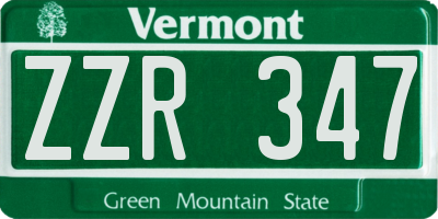 VT license plate ZZR347