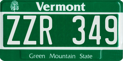 VT license plate ZZR349