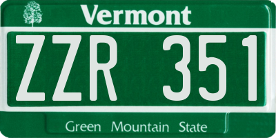 VT license plate ZZR351