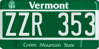 VT license plate ZZR353