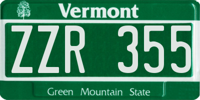 VT license plate ZZR355
