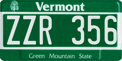 VT license plate ZZR356