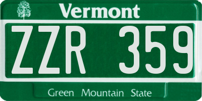 VT license plate ZZR359