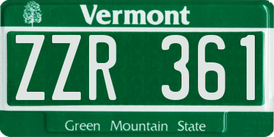 VT license plate ZZR361