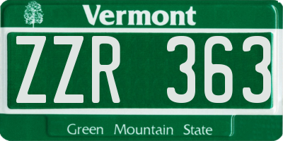 VT license plate ZZR363