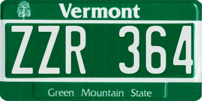 VT license plate ZZR364