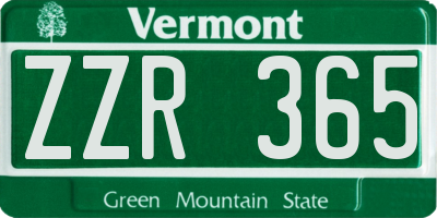 VT license plate ZZR365