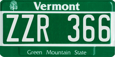 VT license plate ZZR366