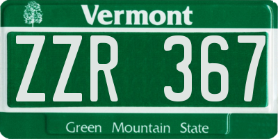 VT license plate ZZR367