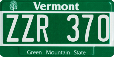 VT license plate ZZR370