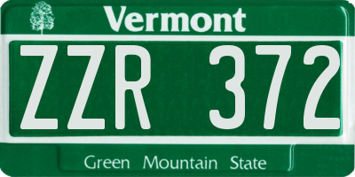 VT license plate ZZR372