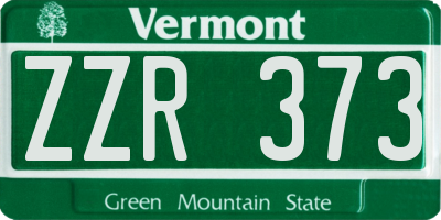 VT license plate ZZR373