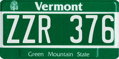 VT license plate ZZR376