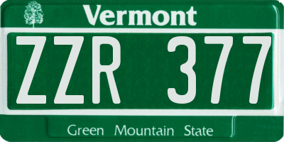 VT license plate ZZR377