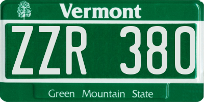 VT license plate ZZR380