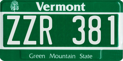 VT license plate ZZR381