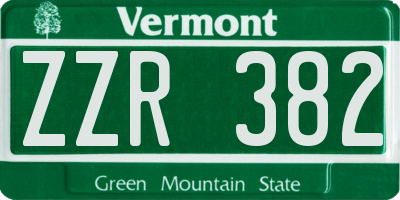 VT license plate ZZR382