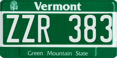 VT license plate ZZR383