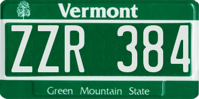 VT license plate ZZR384